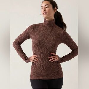 Athleta Flurry Seamless Turtleneck Brown Longsleeve Top Women’s Size Medium
